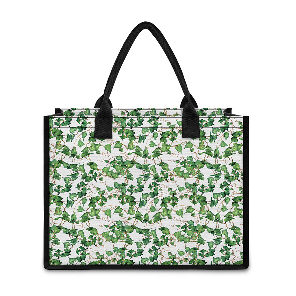 Watercolor Ivy Leaf Pattern Print Canvas Tote Bag