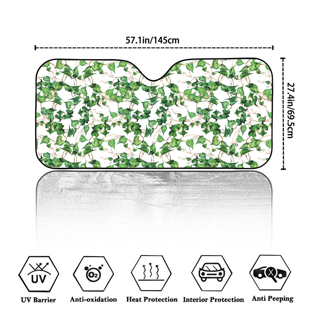 Watercolor Ivy Leaf Pattern Print Car Windshield Sun Shade