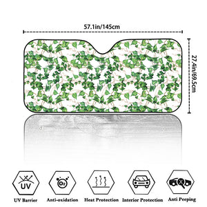 Watercolor Ivy Leaf Pattern Print Car Windshield Sun Shade