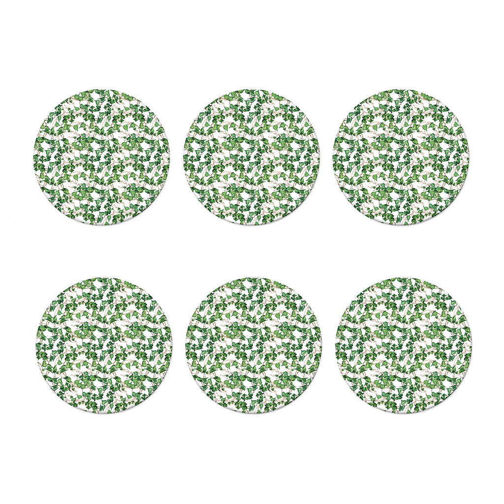 Watercolor Ivy Leaf Pattern Print Coaster Set