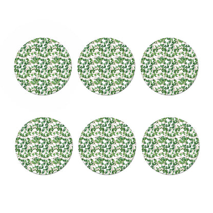 Watercolor Ivy Leaf Pattern Print Coaster Set