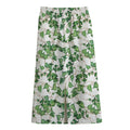 Watercolor Ivy Leaf Pattern Print Cotton Front Slit Maxi Skirt