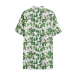 Watercolor Ivy Leaf Pattern Print Cotton Hawaiian Shirt