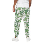 Watercolor Ivy Leaf Pattern Print Cotton Pants