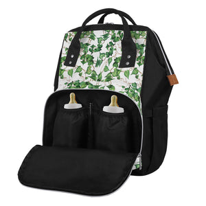 Watercolor Ivy Leaf Pattern Print Diaper Bag