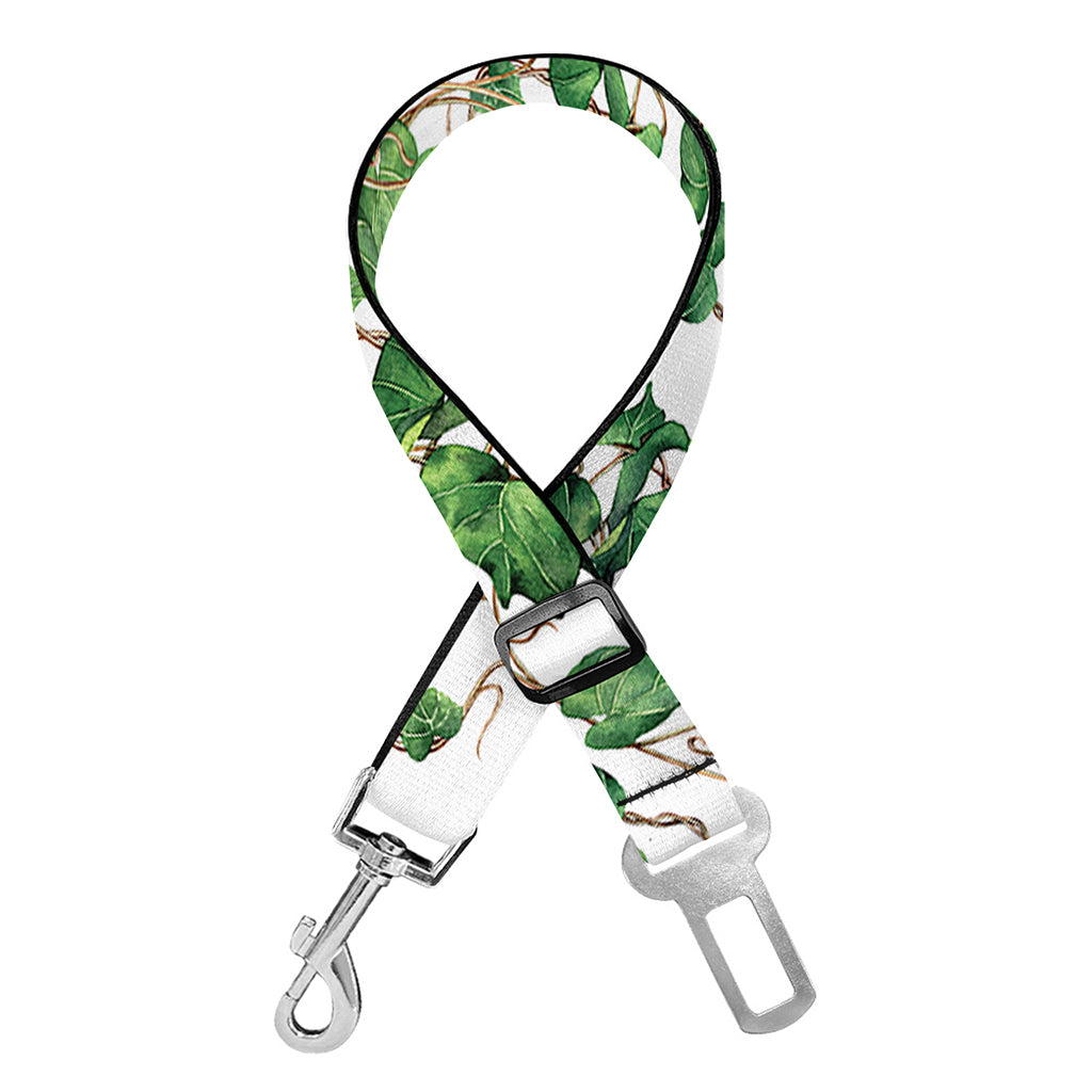 Watercolor Ivy Leaf Pattern Print Dog Seat Belt