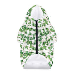 Watercolor Ivy Leaf Pattern Print Dog Zip Up Hoodie
