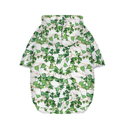 Watercolor Ivy Leaf Pattern Print Dog Zip Up Hoodie