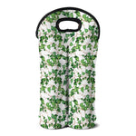Watercolor Ivy Leaf Pattern Print Double Neoprene Wine Tote