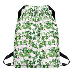 Watercolor Ivy Leaf Pattern Print Drawstring Backpack