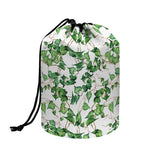 Watercolor Ivy Leaf Pattern Print Drawstring Makeup Bag