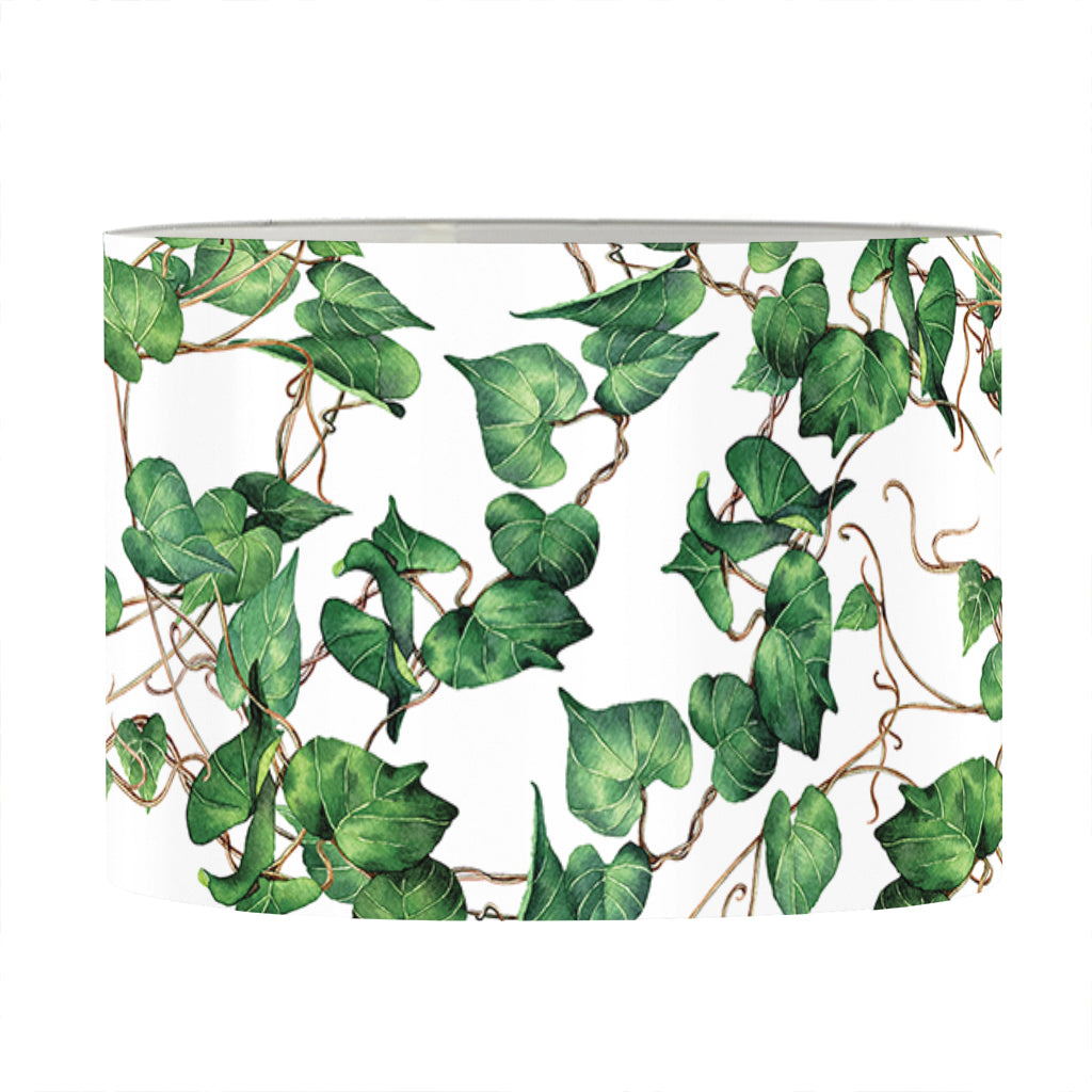 Watercolor Ivy Leaf Pattern Print Drum Lamp Shade