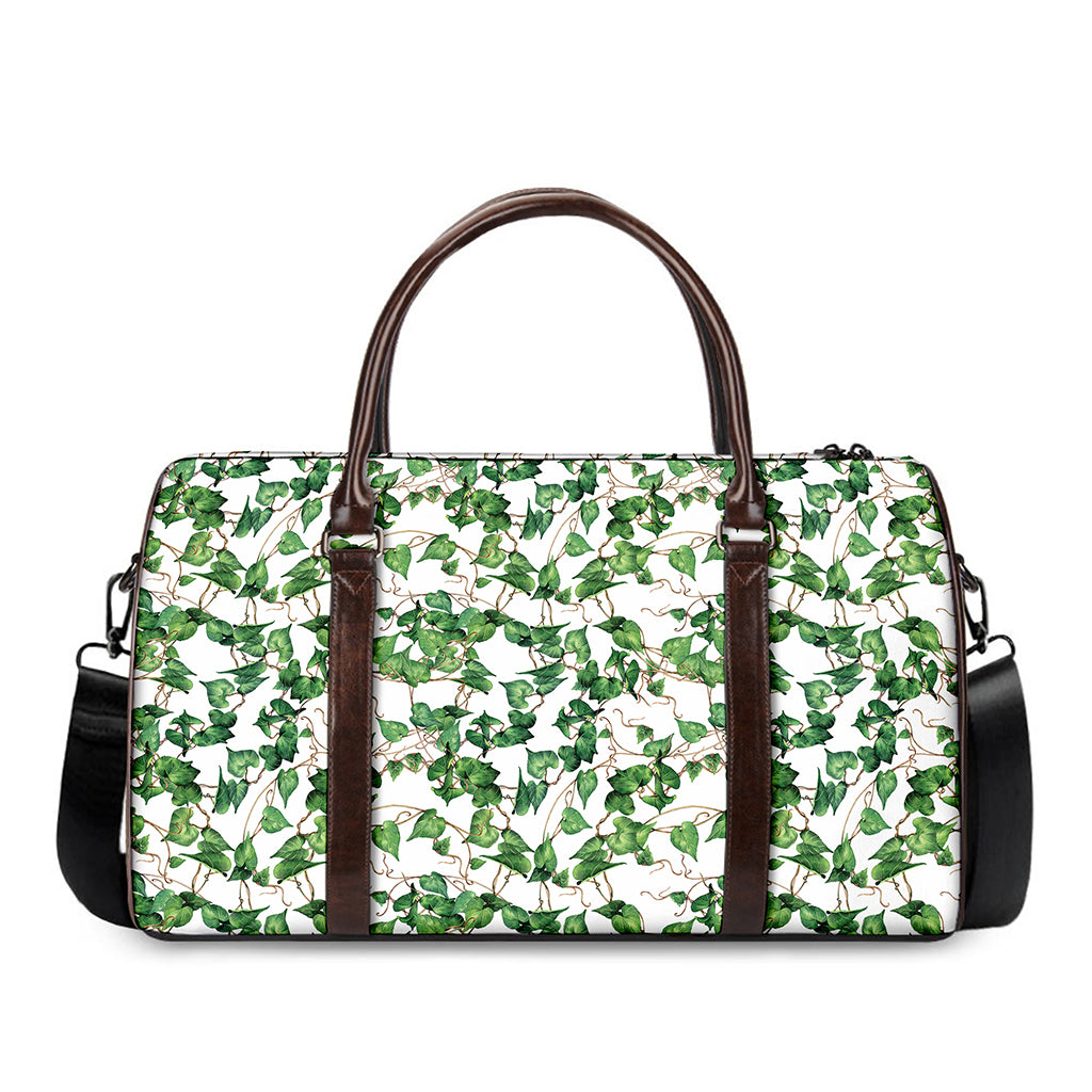 Watercolor Ivy Leaf Pattern Print Duffle Bag