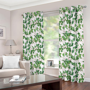 Watercolor Ivy Leaf Pattern Print Extra Wide Grommet Curtains