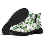Watercolor Ivy Leaf Pattern Print Flat Ankle Boots