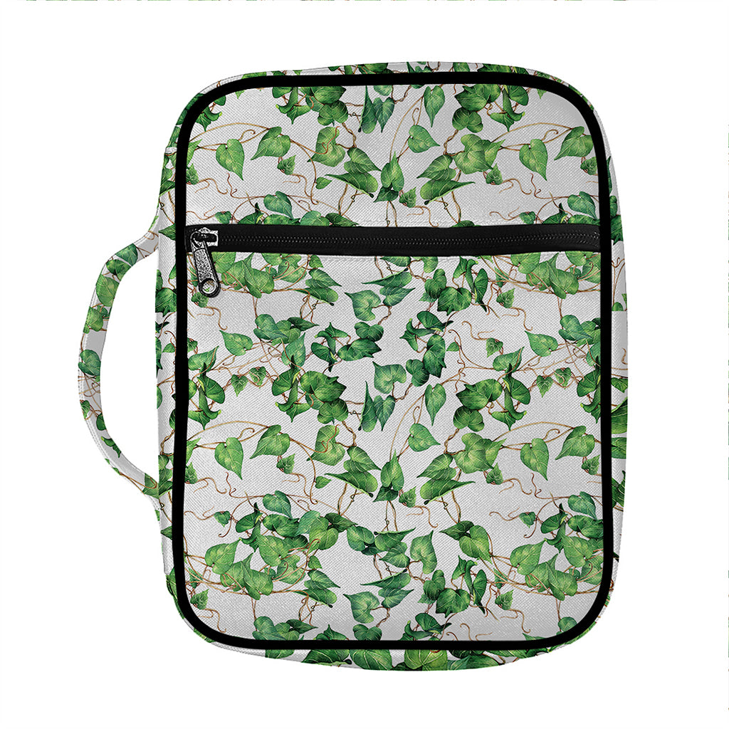 Watercolor Ivy Leaf Pattern Print Front Pocket Bible Bag
