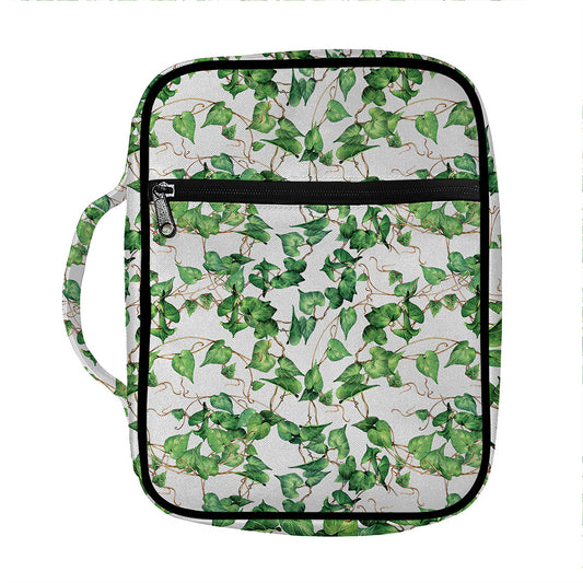 Watercolor Ivy Leaf Pattern Print Front Pocket Bible Bag