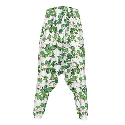 Watercolor Ivy Leaf Pattern Print Hammer Pants