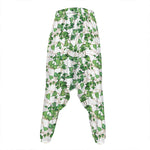 Watercolor Ivy Leaf Pattern Print Hammer Pants