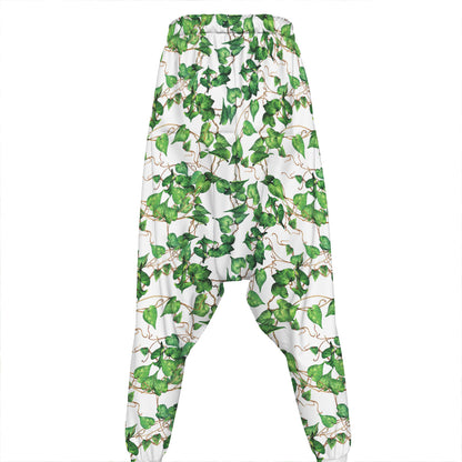 Watercolor Ivy Leaf Pattern Print Hammer Pants