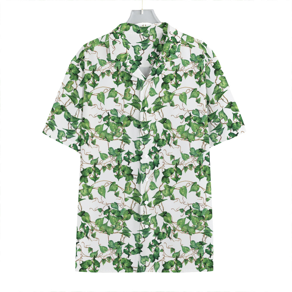 Watercolor Ivy Leaf Pattern Print Hawaiian Shirt