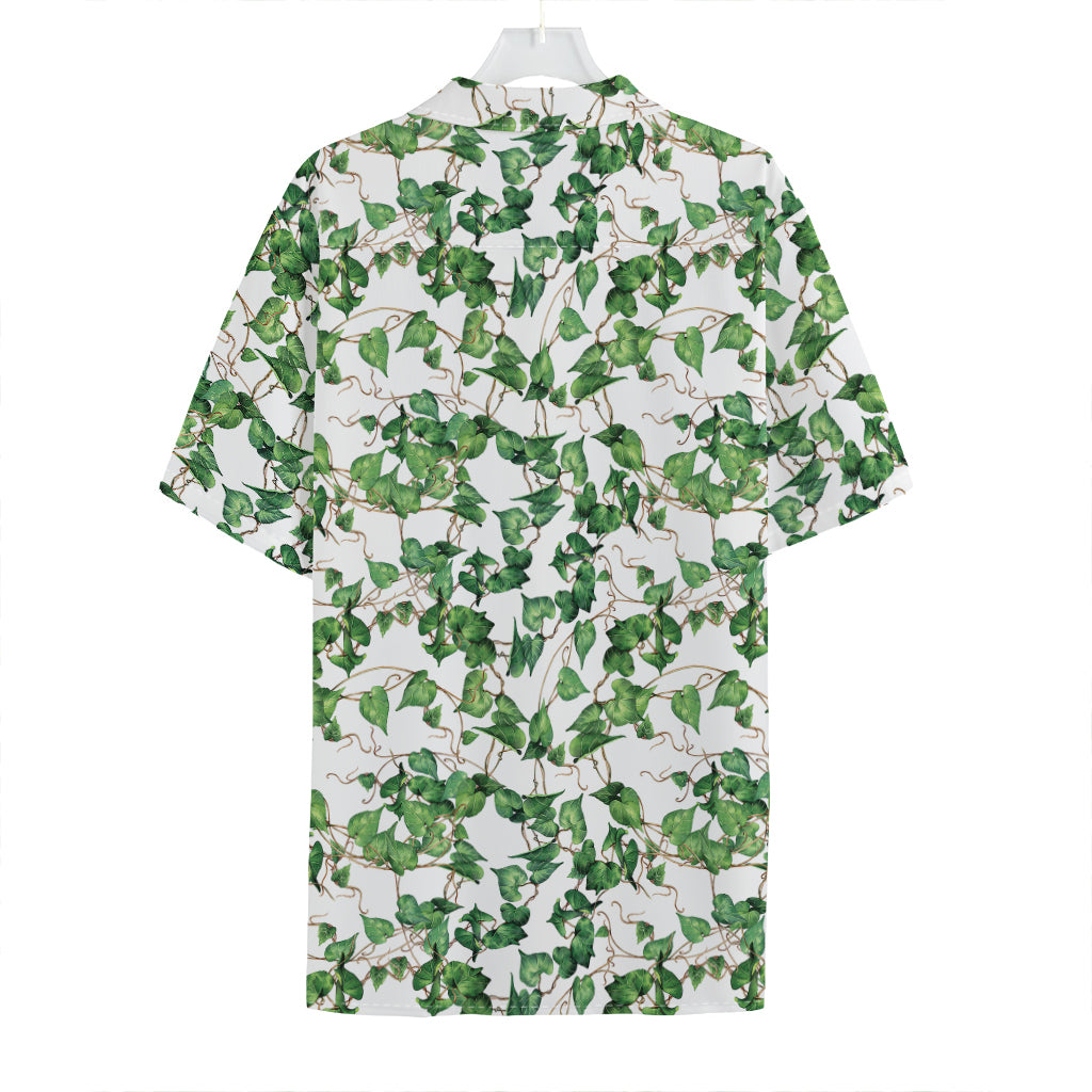 Watercolor Ivy Leaf Pattern Print Hawaiian Shirt