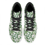 Watercolor Ivy Leaf Pattern Print High Top Leather Sneakers