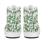 Watercolor Ivy Leaf Pattern Print High Top Leather Sneakers