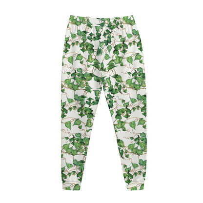 Watercolor Ivy Leaf Pattern Print Jogger Pants