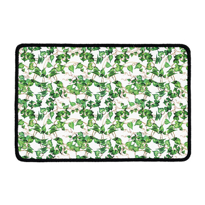 Watercolor Ivy Leaf Pattern Print Kitchen Mat