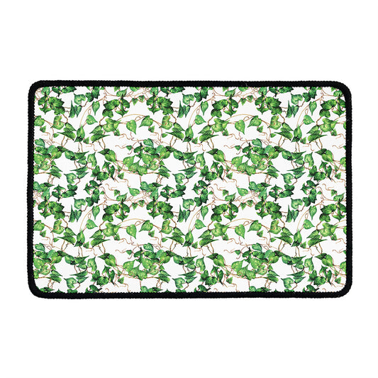 Watercolor Ivy Leaf Pattern Print Kitchen Mat