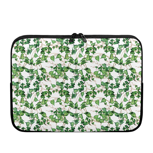 Watercolor Ivy Leaf Pattern Print Laptop Sleeve