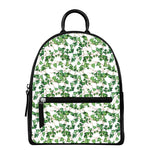 Watercolor Ivy Leaf Pattern Print Leather Backpack