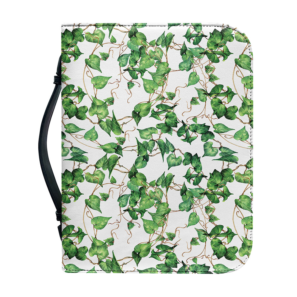 Watercolor Ivy Leaf Pattern Print Leather Bible Cover