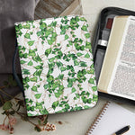 Watercolor Ivy Leaf Pattern Print Leather Bible Cover