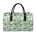 Watercolor Ivy Leaf Pattern Print Leather Duffel Bag