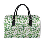 Watercolor Ivy Leaf Pattern Print Leather Duffle Bag