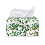 Watercolor Ivy Leaf Pattern Print Leather Tissue Box Cover