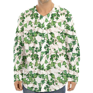 Watercolor Ivy Leaf Pattern Print Long Sleeve Baseball Jersey