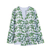 Watercolor Ivy Leaf Pattern Print Long Sleeve Short Coat