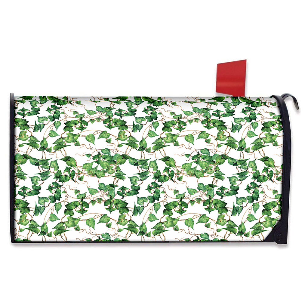 Watercolor Ivy Leaf Pattern Print Mailbox Cover