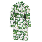 Watercolor Ivy Leaf Pattern Print Men's Bathrobe