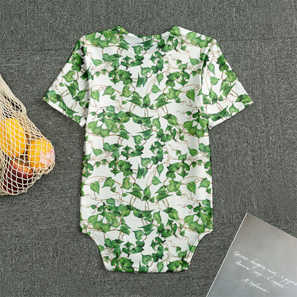 Watercolor Ivy Leaf Pattern Print Men's Bodysuit