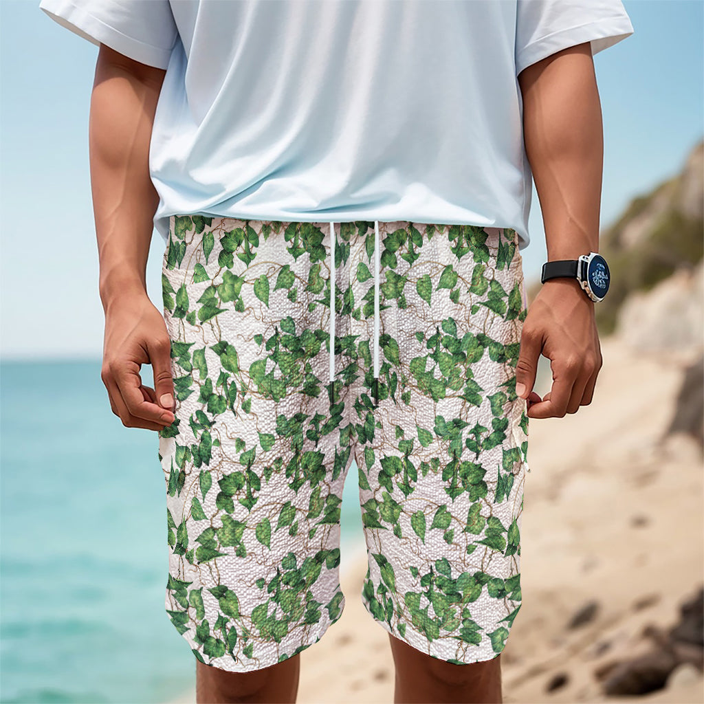 Watercolor Ivy Leaf Pattern Print Men's Cargo Shorts