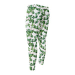 Watercolor Ivy Leaf Pattern Print Men's Compression Pants