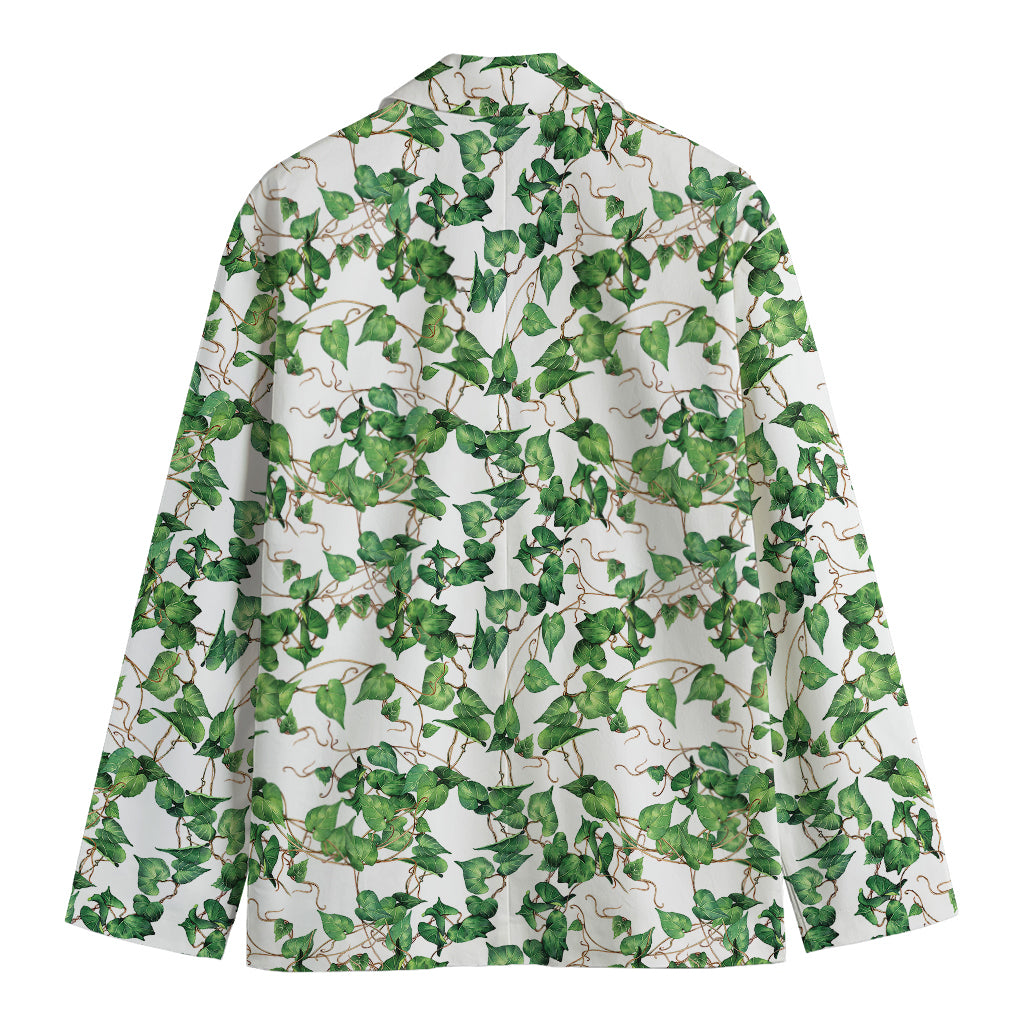 Watercolor Ivy Leaf Pattern Print Men's Cotton Blazer