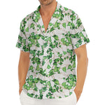 Watercolor Ivy Leaf Pattern Print Men's Deep V-Neck Shirt