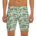 Watercolor Ivy Leaf Pattern Print Men's Long Boxer Briefs