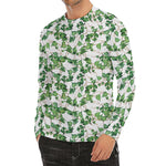 Watercolor Ivy Leaf Pattern Print Men's Long Sleeve Rash Guard