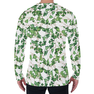 Watercolor Ivy Leaf Pattern Print Men's Long Sleeve T-Shirt